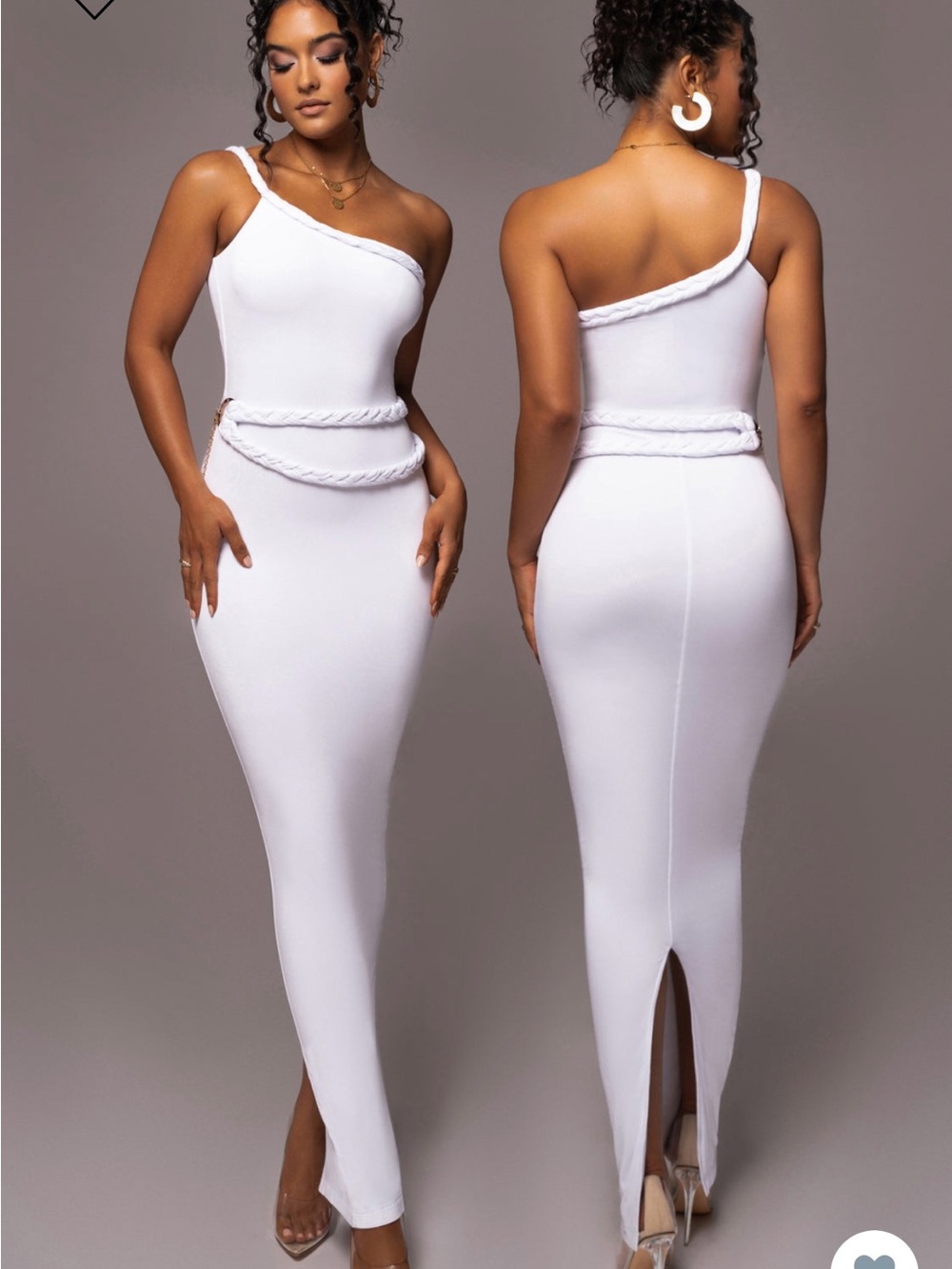 JLUXLABEL One-Shoulder White Maxi Dress with Rope Trim